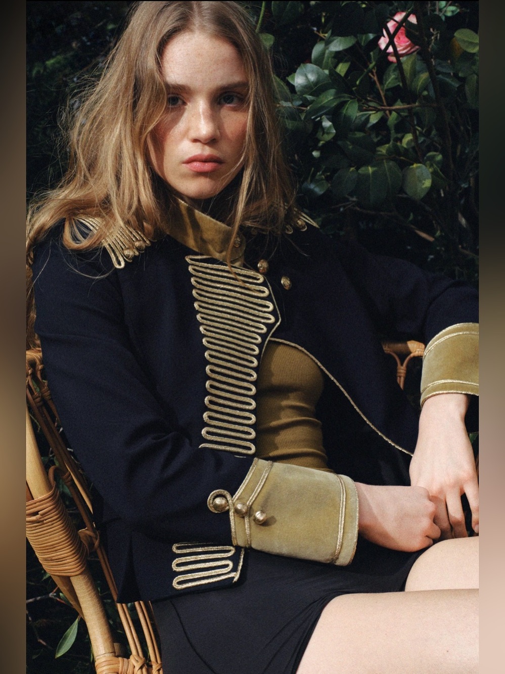 BNWT-Zara Limited Edition Military Band Jacket Navy & Gold-XS